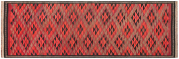 Flat Weave Kilim, Antique, Navaho, Vintage, Handmade, Geometric Kilim Burgundy Red Hand-Woven Runner 100% Wool Area Rug 11 x 14